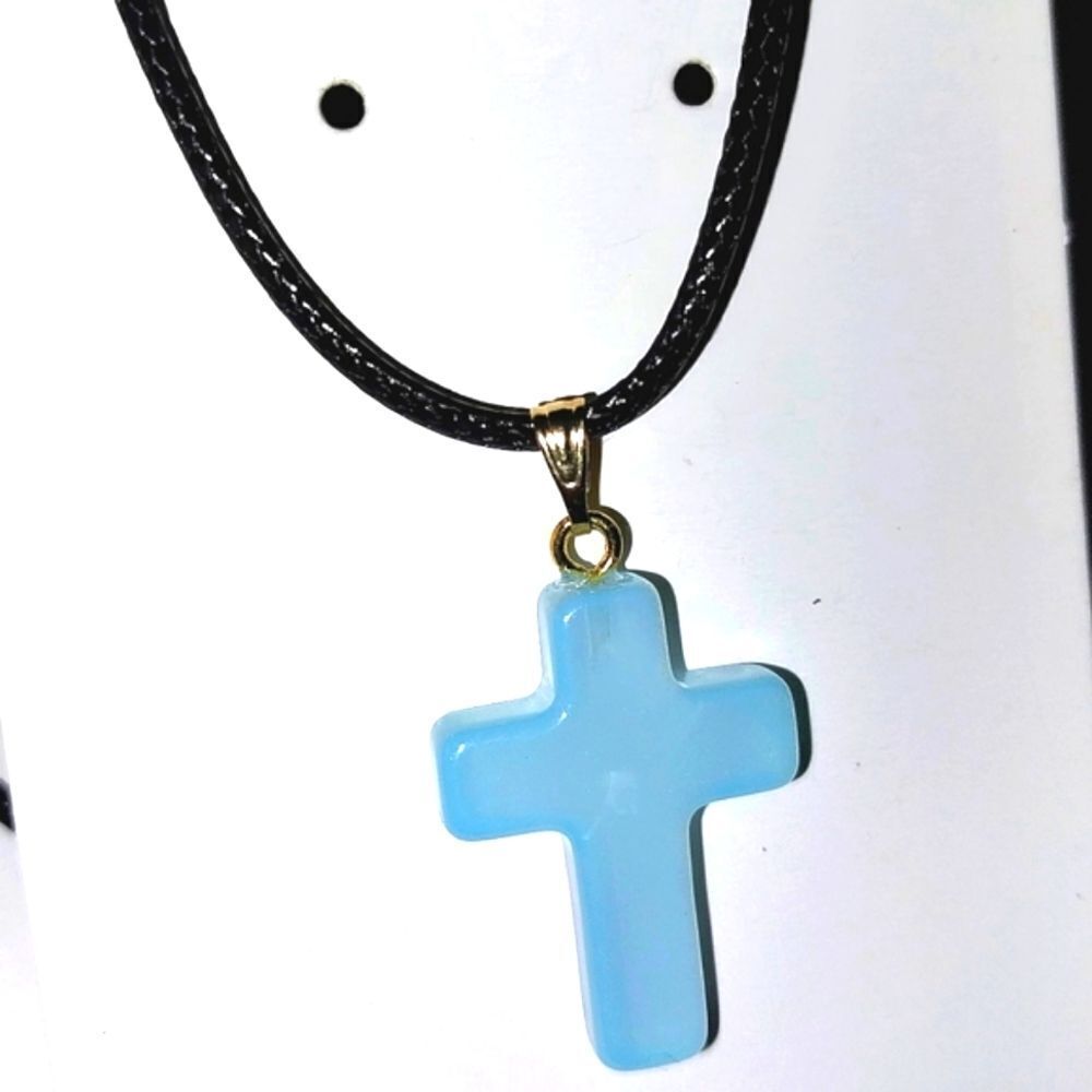 Blue Beautiful Cross Necklace For Adults and Kids